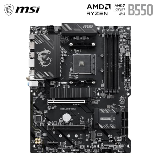 Image of MSI B550 Gaming WIFI6E Motherboard, ATX - Supports AMD Ryzen 5000 Series, 5000 G-Series, 4000 G-Series and 3000 Series Processors, AM4 - DDR4 Memory Boost 4800+MHz /OC, PCIe 4.0 x16, M.2 Gen4, 1G LAN