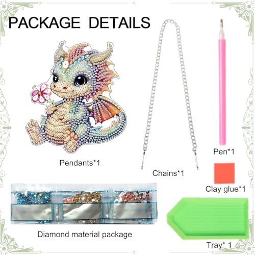 Image of Cute Dragon Diamond Art Kits for Adults Hanging Sign, Special Shaped Diamond Painting Pendant Suncatcher, DIY 5D Crystal Rhinestone Dragon Diamond Art Ornament for Wall Door Window Home Decoration