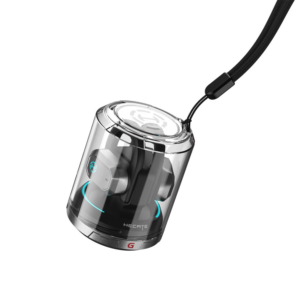 Edifier Hecate by AIR2 Open Ear Stereo Gaming Earbuds - Auriculares con micrófono Integrado con cancelación de Ruido y Efectos RGB, Color Negro