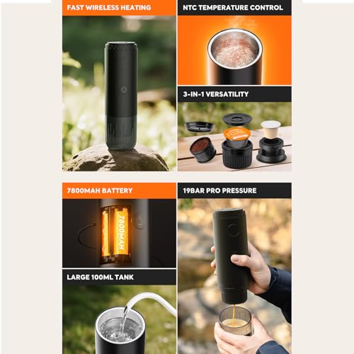 Cafetera portátil de cápsulas y café molido con batería 100W 100 mL miniatura 5