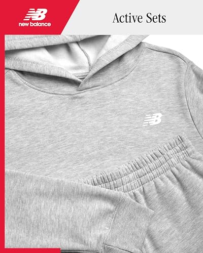 Image of New Balance Boys Shorts Set - 2 Piece Athletic Performance Fleece Hoodie Sweatshirt and Sweat Shorts Sweatsuit Set for Boys