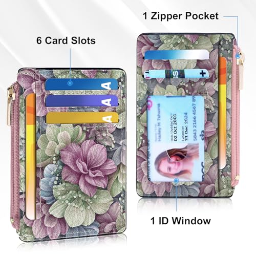 Image of Tipmile Womens Credit Card Holder Wallet, Small Slim RFID Blocking Sleeve | Mini Tiny Cute ID Case, Minimalist Zipper Pocket Wallet, Thin Coin Purse, Mothers Gift