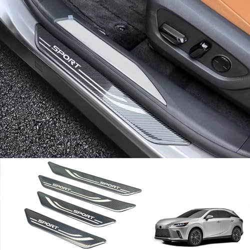 JIEOSDIN Car Accessories Outside Door Sill Scuff Plate Guard Cover Trims Compatible with Lexus New RX RX350 RX350h RX500h F Sport 2023 (Carbon Fiber) 4PCS Stainless Steel