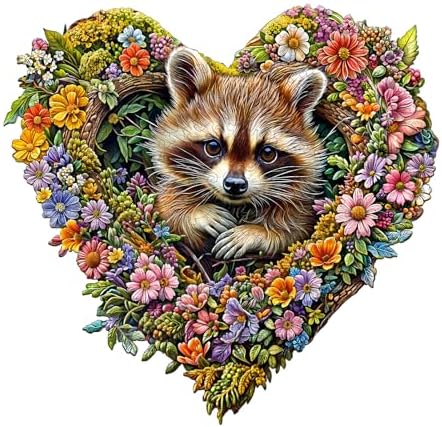 Amazon.com: Jigfoxy Wooden Puzzle for Adults, Raccoon Jigsaw Puzzles ...