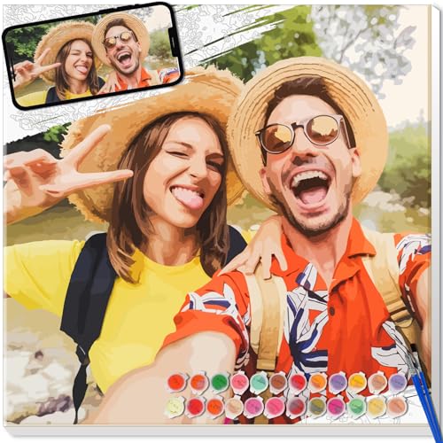 UM UPMALL Custom Paint by Numbers Kit for Adults Personalized Paint by Numbers for Beginner Make Your Own Picture Customized Painting by Numbers for Friends Pets Family Home Decor