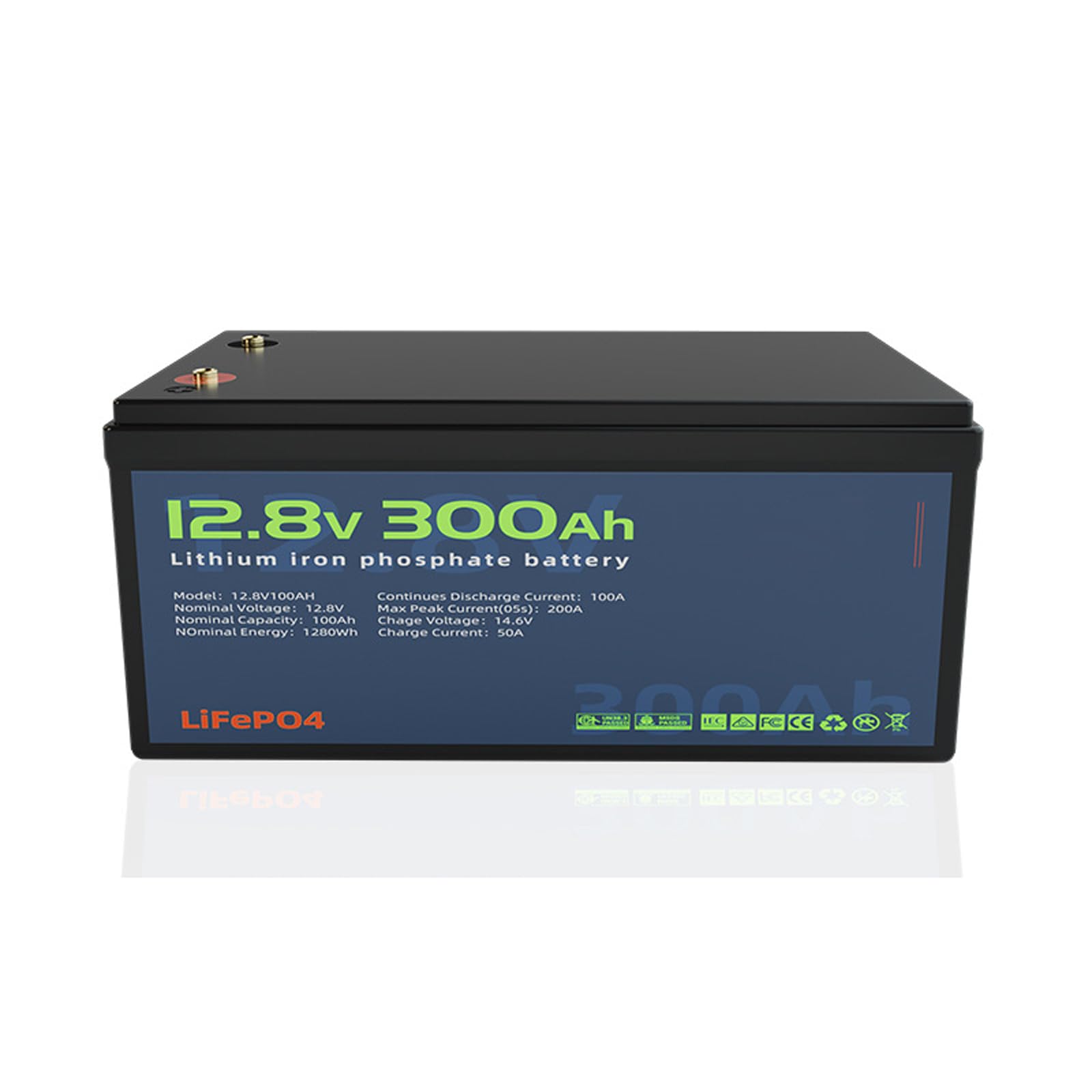 Batería de Litio 12V 300Ah 200Ah 150Ah 100Ah 50Ah baterías LiFePO4 con BMS batería Recargable de fosfato de Hierro y Litio 12,8V para Motor de Pesca con curricán Marino Solar,12v300ah