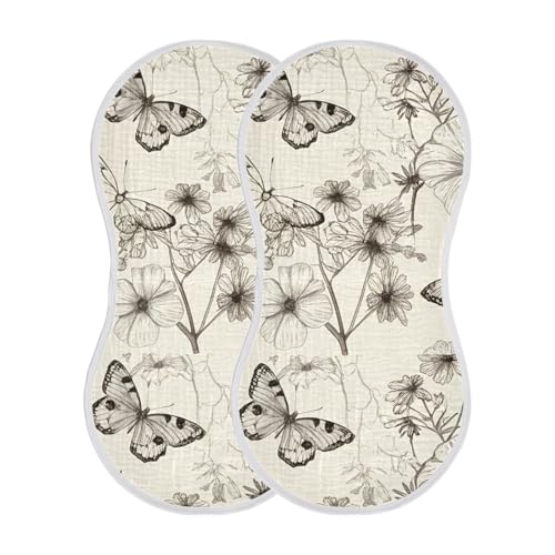 Butterflies Flowers Minimalist Burp Cloths for Babies Burp Rag Cotton Spit Up Rag for Baby Boy Girl