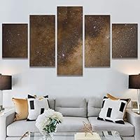 SIGNWIN 5 Panel Canvas Wall Art Aerial Astronomy & Space Expressive Global Moon Multicolor Photography Realism Warm for Home Decorations Ready to Hang - 60