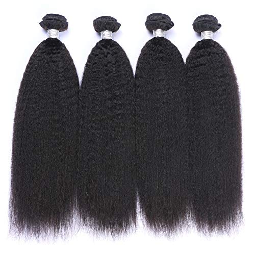 Brazilian Kinky Straight Hair 4 Bundles Yaki Human Hair Bundles 100% Virgin Kinky