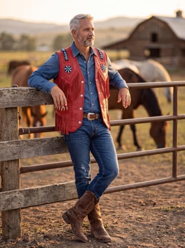 Image of Men's Western Suede Leather Vest