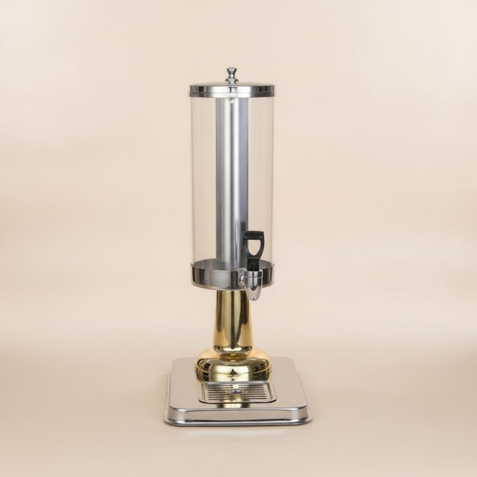 Distributeur Boisson avec Tube à Glaçons Transparent Fontaine à Boisson avec Bac Collecteur'égouttement Professionnel pour Restaurant, Bar, Array, Doré, Rond