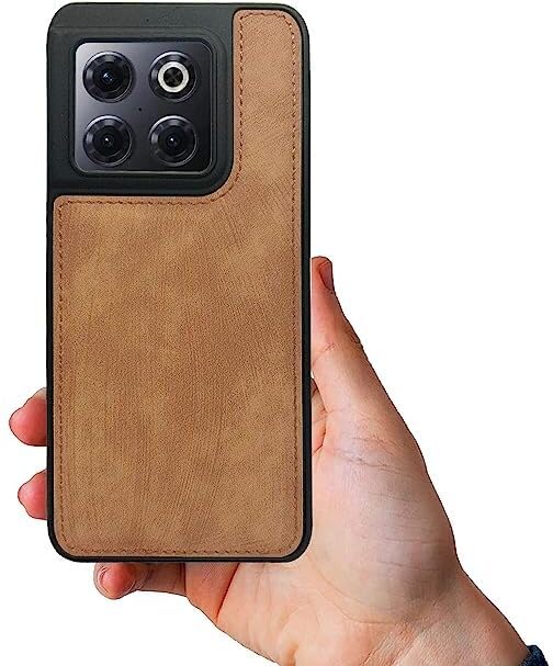 Image of A rtistque Premium Pu Leather Back Cover Case for Oneplus 10T 5G | Drop Protection | Raised Camera Edges - Brown