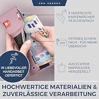 VON HEESEN Slim Wallet mit XL Münzfach & RFID-Schutz - Mini Geldbörse Herren & Damen - Kartenetui Kreditkartenetui - Portmonee Geldbeutel Portemonnaie klein Lavendel – Ansicht 5
