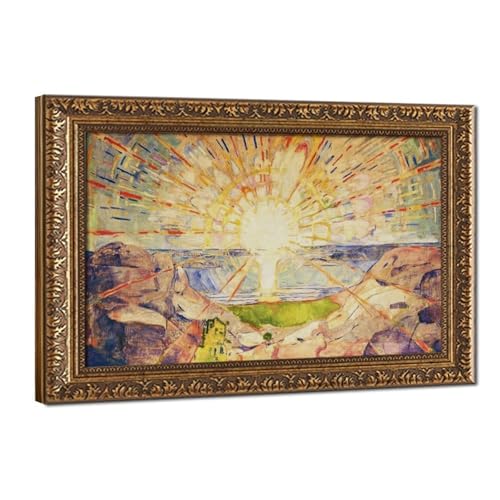 Toile Edvard Munch The Sun affiche d'art avec cadre suspendu haut de gamme