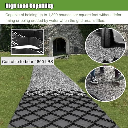Thick 2' x 4' Stabilization Grid for Retaining Walls & Driveways - 30cm x 30cm Mesh for Gravel & Earthwork Reinforcement, 6.5ft x 20ft (2m x 6m)