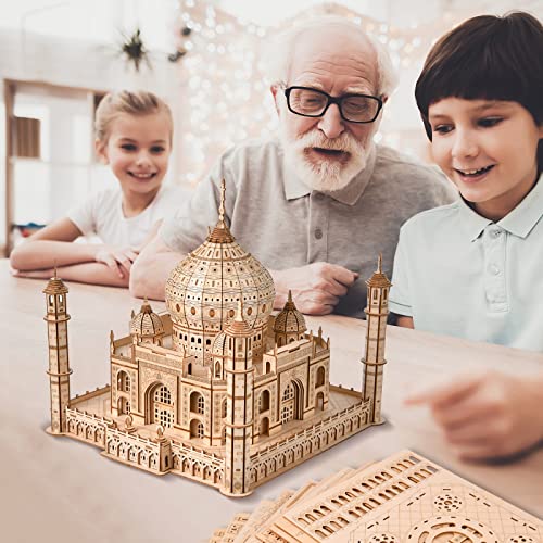 Eaclqins 3D Wooden Puzzle Taj Mahal Model Kit With Led Light, Wood Creative Building Puzzles Assembly Model Building Kits To Buildl For Adults & Kids, Diy Wooden Puzzle Hobbies Toys #TOP5
