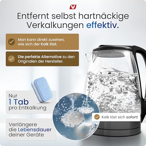 3-in-1 Entkalker für Kaffeevollautomaten & Kaffeemaschinen (55 Stück) - Entkalkungstabletten für Siemens EQ-Serie, Delonghi, Jura, Krups, Bosch, Miele, Melitta, Tassimo, WMF