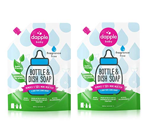 Image of Dapple Baby Bottle Soap, Hypoallergenic Dish Soap for Baby Bottles, Powered by Plants, Fragrance Free, 34 Fl Oz (Pack of 2)