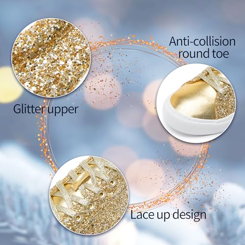 Image of AISFAES Glitter Sparkly Low Top Sequins Lace Up Tennis Shoes Comfort Bling Fashion Shiny Walking Shoes