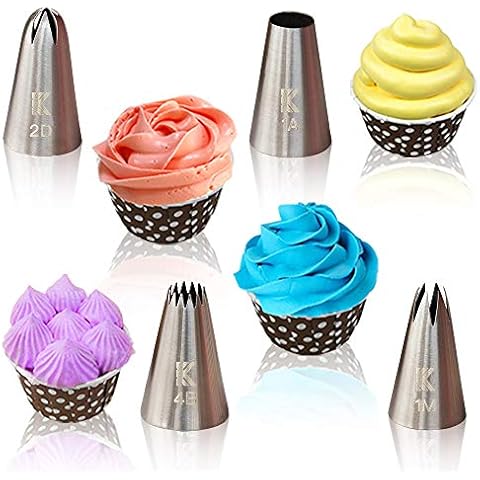 Kalane Piping Tips Large Cake Decorating Tools, Cake Piping Nozzle Tips Kit, Stainless Steel Icing Piping Nozzle Set for Baking, Cake Cupcake Cookie Decorating, Flower Stars Shells Swirls nozzles Box Cover