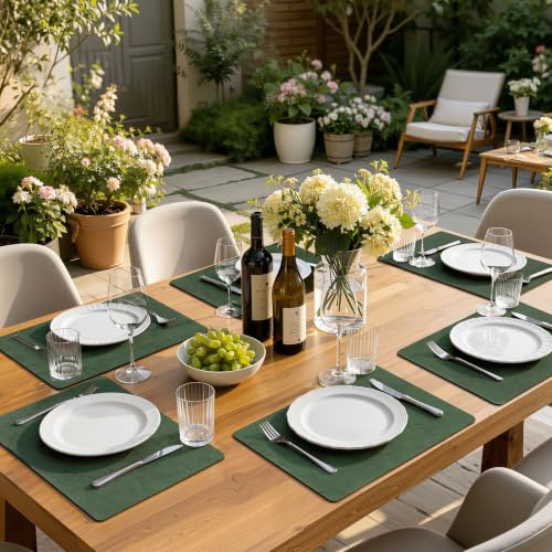 homing Faux Leather Vinyl Placemats Set of 6, Easy to Clean, Forest Green by homing - Used condition - Image 6