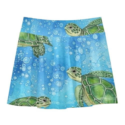 Tennis Skirts Kids Sea Turtles Blue Ocean Bubbly Athletic Shorts Girls Skorts Breathable Butterfly Skirt 4t