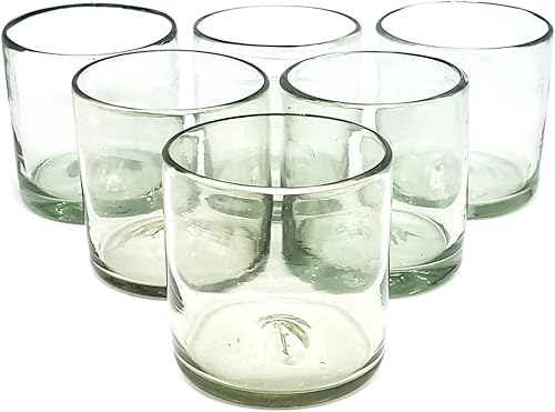 Vasos transparentes DOF grandes de 12 onzas (juego de 6), vidrio reciclado, sin plomo, sin toxinas (DOF grande de 12 onzas)