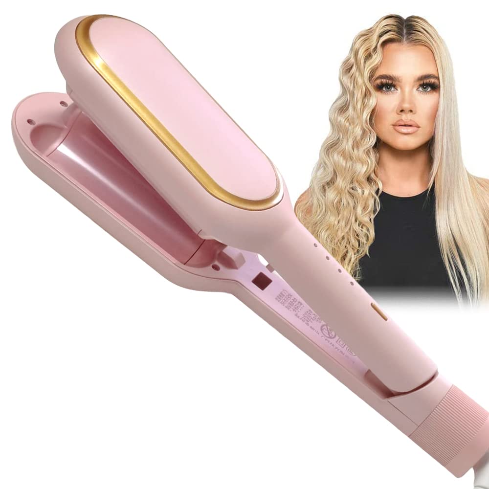 Pink hair crimper 3 Barrel Curling Iron Wand, Jungle Wave 1 main image 2