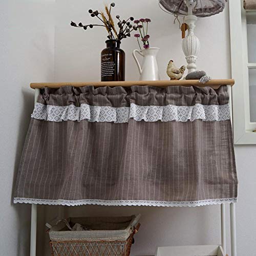 Media cortina de cocina de lino y algodón para separación de ambientes y ventanas bajas 2