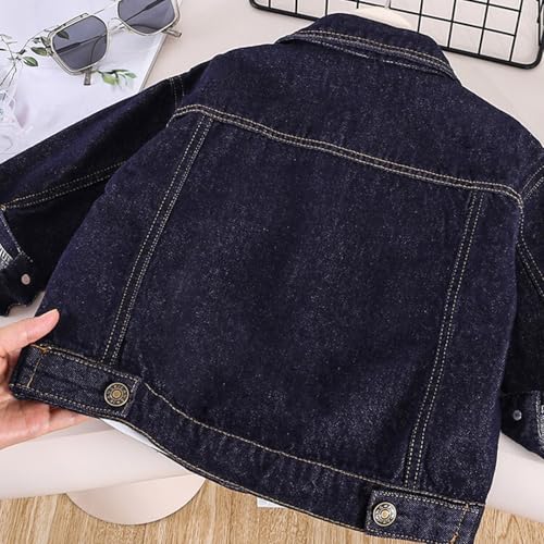 Boys Casual Denim Jacket Loose Mock Neck Jeans Coat Classic Button Closed Jacket Denim Clothing3