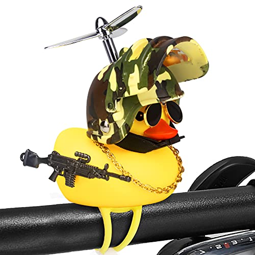 Image of wonuu Rubber Duck Car Ornaments, Squeeze Duck Dashboard Decorations Bicycle Decor for Cycling Motorcycle & Bicycle Accessories Decorations (Mountaineering Camo-L&G)