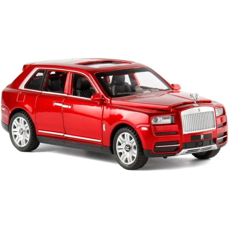 Image of 1:32 Diecast Rolls Royce Cullinan Toy Car Alloy Metal Vehicle with Pull Back Action Openable Doors Lights & Music Gift for Boys Girls Kids & Collectors (Red)