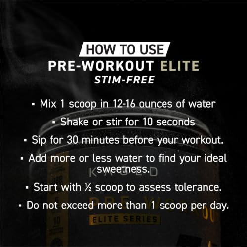 Image of Kaged Pre Workout Elite Stim Free Powder | Fruit Punch | Creatine, Beta Alanine, L-Citrulline | No Caffeine | 20 Servings