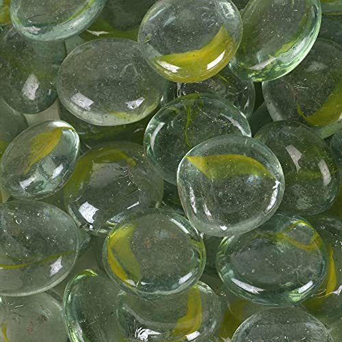 Image of Color Stone Decorative Shiny Glossy Flower Glass Pebbles for Vase Fillers Plant Pots Home Table Garden & Outdoor Decoration (Glassy Yellow)
