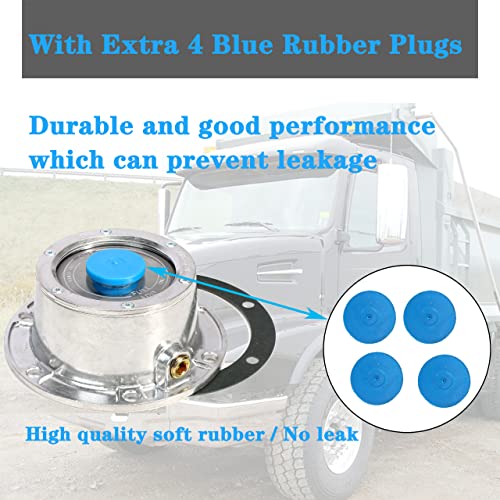 343-4009 Hub Cap 6 Holes Aluminum Hubcaps 3434009, For Trailer Axel, With Side Pipe Plugs Gaskets And Extra 4 Blue Rubber Plugs, Replaces For Stemco 343 4009, Set Of 4 #TOP3