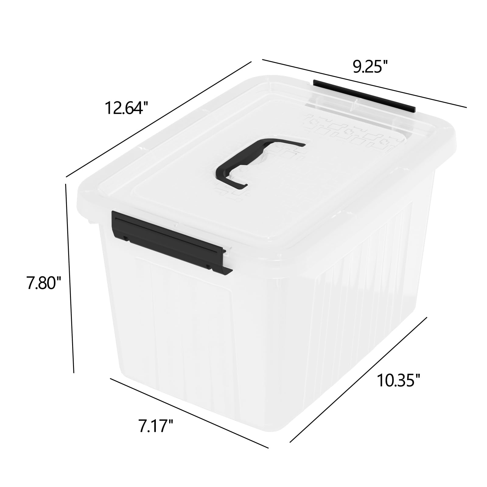 Cajas de almacenamiento de plástico transparente de 10 cuartos de galón con asa, paquete de 4 contenedores de almacenamiento de plástico transparente con tapas