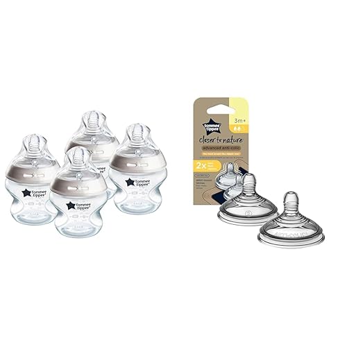 Tommee Tippee Closer to Nature - Biberón anticólico, 5 onzas, pezón de flujo lento similar al pecho y pezones de biberón anticólicos avanzados,