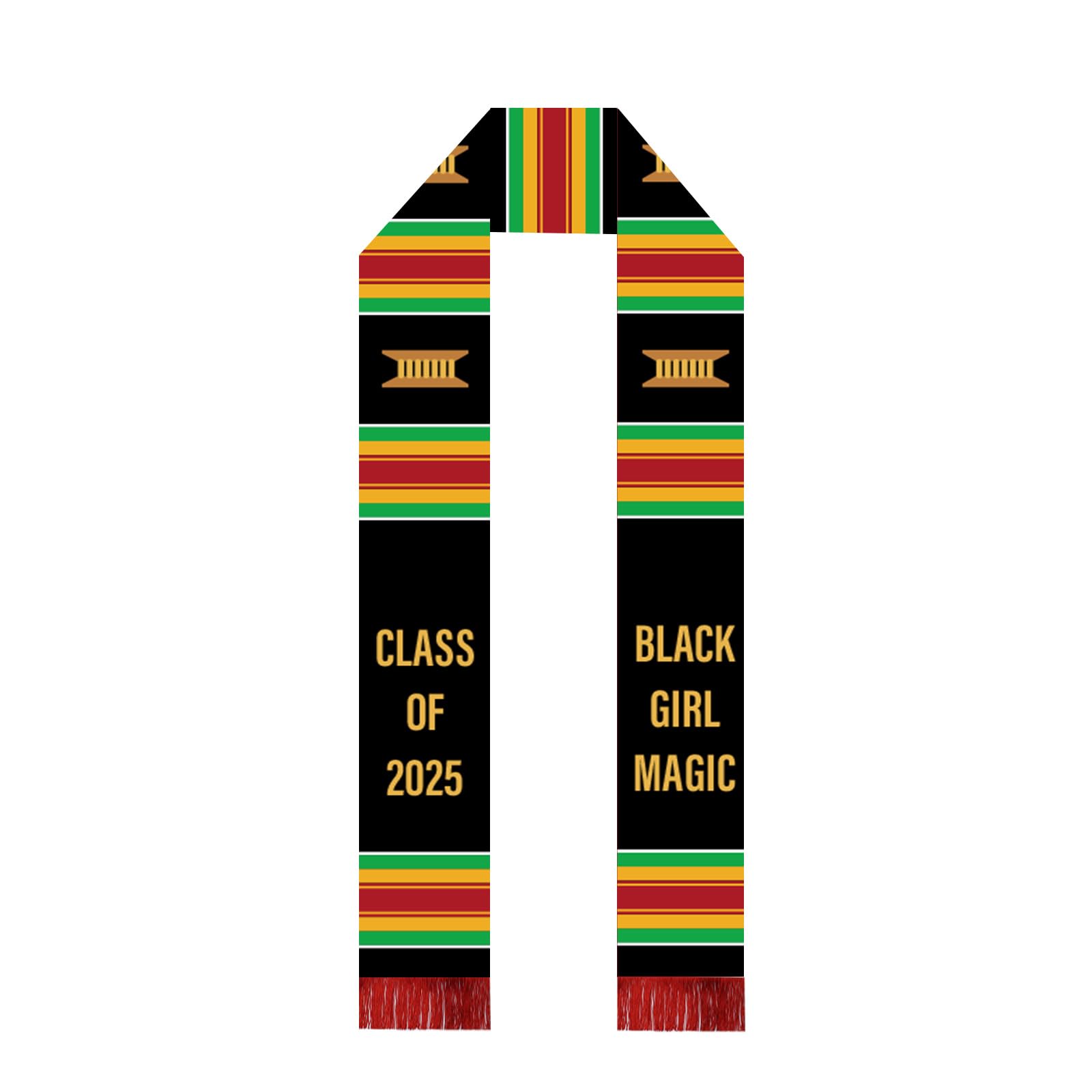 Black Girl Magic Grads Scarf African American Class of 2025 Graduation Stole Scarf with Red Tassels