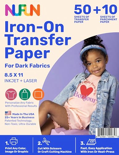 NuFun Activities Heat Transfer Paper, Dark Fabrics, 50 Sheets 8.5x11