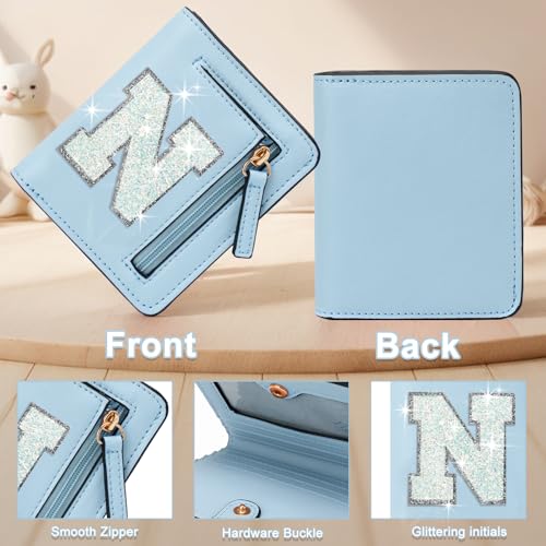 Image of Birthday Gifts for Teen Girl Kids Wallet Girl Wallets Small Initial Rfid Wallet Teen Girls Gift Preppy Stuff for Girls Blue N