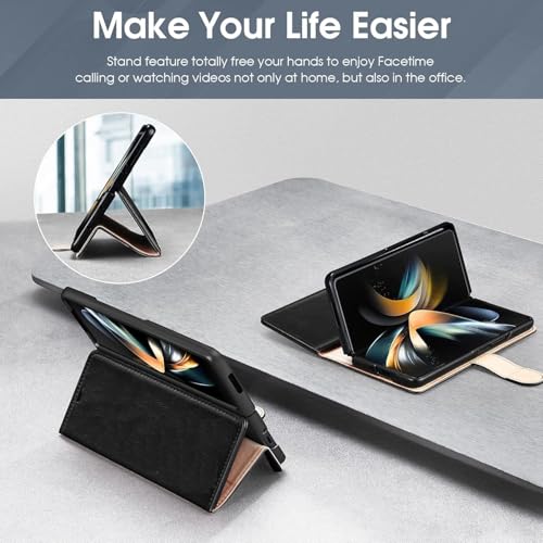 Image of WHITBULL Royal Leather Magnetic Flip case Compatible with Samsung Galaxy Z Fold6 5G / Samsung Galaxy Z Fold 6 5G (Black)