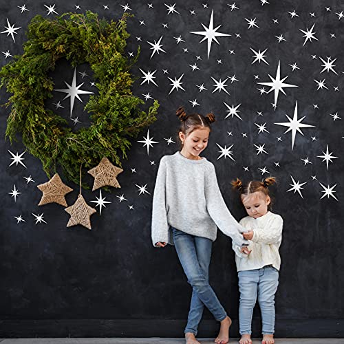 82 Pieces Removable Mirror Wall Stickers 3D Acrylic Mirror Setting Wall Sticker Decal For Home Living Room Bedroom Decor (Silver, Star Style) #TOP5