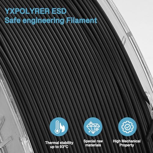 Image of YXPOLYER ABS ESD Safe 3D Printing Filament 1.75mm 1kg Electrostatic Discharge Anti-Static ABS Engineering Industrial-Grade Filament for Electronics Industry with Heat-Resistant PC Spool