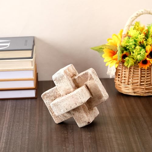 Nudo decorativo 3 enlaces tallado a mano 5 pulgadas diámetro miniatura 6