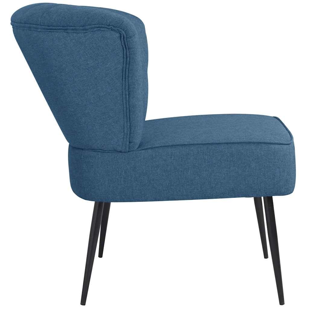 Fauteuil cocktail bleu rembourré au design rétro - Fauteuil de salon confortable avec housse en tissu et pieds en acier pour salon et chambre à coucher - 64 x 73 x 81 cm