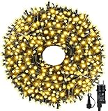 LED Lichterkette außen, 60M 600 LED Warmweiß Strom Christbaumbeleuchtung mit IP44 Speicherfunktion Wasserdicht 8 Modi für aussen Innen Deko, Garten, Hochzeit, Party, Terassen, Balkon, WeihnachtenDeko