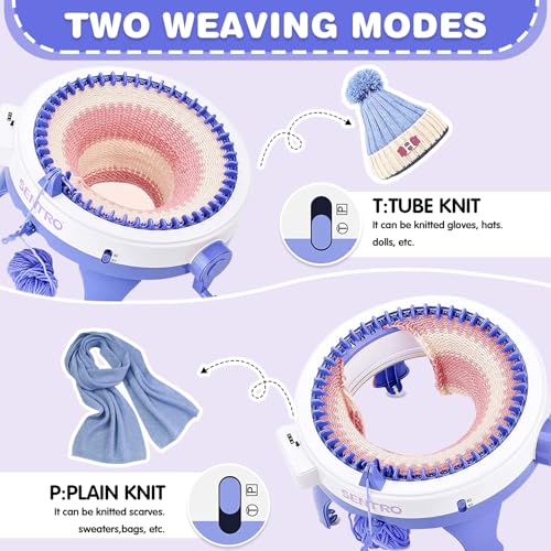 BZVV Knitting Machine for SENTRO 48 Needles Smart Knitting Crochet Machine with Row Counter for Adults and Beginners, Knitting Board Rotating Double Loom