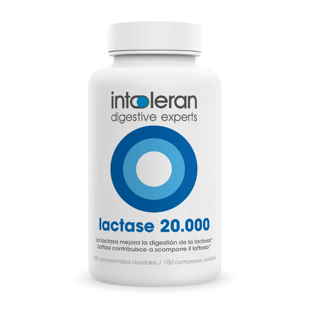 Intoleran Lattasi 20.000 Enzima Digestivo - 150 Compresse divisibili | Enzima Lattasi per l'Intolleranza al Lattosio, Dose più alta, Vegano, Low FODMAP
