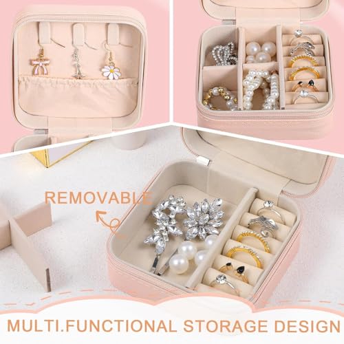 Image of Personalised Jewellery Organizer Box for Girls | Custom Name Travel Jewellery Case for Earrings, Rings and Necklaces | Mini Jewelry Storage Gift (Red Flower)