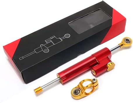 Steering Damper Motorcycle Adjustable Steering Damper Stabilizer Kit UniversalRed Golden